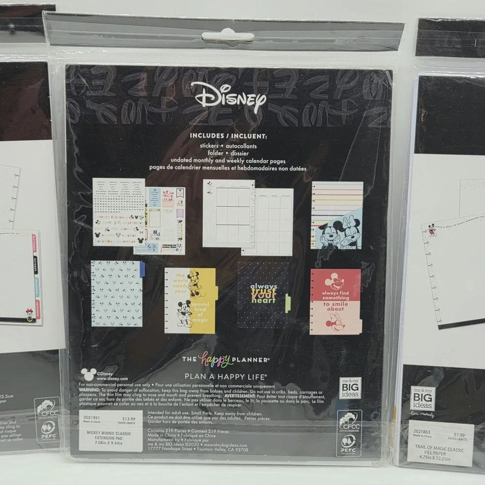 NEW 3x Happy Planner DISNEY Mickey Minnie Mouse Classic Paper Stickers Folder